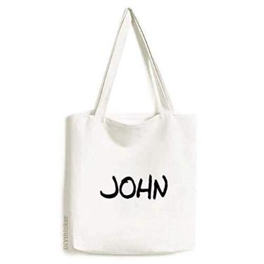 Imagem de Bolsa de lona com escrita especial e nome inglês JOHN bolsa de compras casual bolsa de mão