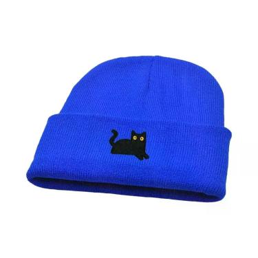 Imagem de Gorro Tricotado Com Padrão De Gato Preto Para Homens E Mulheres, Quent