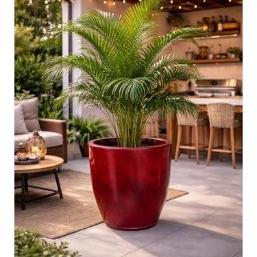 Imagem de Vaso Grande Liso Planta Decorativo Polietileno Luxo Jardim Varanda 50cm (Bordô)