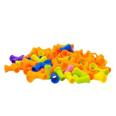 Imagem de Brinquedo De Montar Interativo Plástico Blocos Infantil Coloridos Tubos Pequenos Canos Encaixar Com 72 Peças