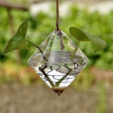 Imagem de Vaso de Planta Hidropônico Vidro Transparente em Forma Diamante Suporte para Terrário Jardim Varanda e Escrivaninha Escritório