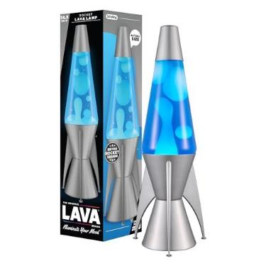 Imagem de Lava The Original Lamp - Estratosfera cinza de 36,8 cm - Lâmpada de movimento líquido foguete retrô - Líquido branco e azul - Item nº 2390 (exclusivo da Amazon)