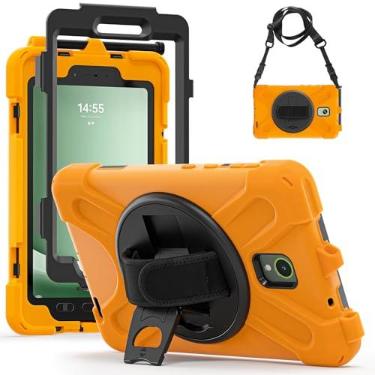 Imagem de Rantice Capa para Samsung Galaxy Tab Active5/Active3 8.0, com suporte 360, alça de mão e alça de ombro para Galaxy Tab Active5 20.3 cm 2024 X300/X307, Active3 20.3 cm 2020 T570/T575/T577 (laranja)