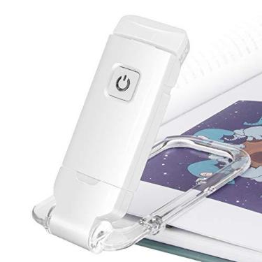 Imagem de Luz de leitura de livro âmbar da Biglight, luzes de leitura com clipe de LED, luzes de leitura para livros na cama, pequena luz de livro para crianças, recarregável por USB, 2 brilhos ajustáveis para proteção ocular, branca