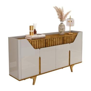 Imagem de Aparador Buffet Danubio 4 Portas 2 Gavetas Pé Madeira Maciça Off White/naturale