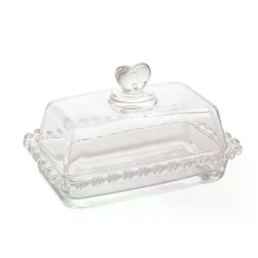 Imagem de Manteigueira com Tampa de Cristal de Chumbo Coração 17x10,5x10cm Lyor