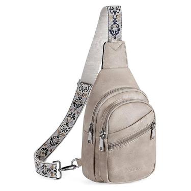 Imagem de Bolsa tipo estilingue Telena Crossbody, material vegano, cinza nuvem, 