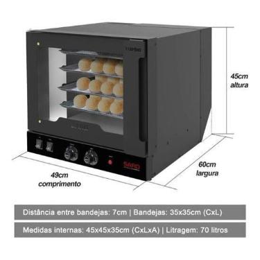 Imagem de Forno Turbo Elétrico Com 4 Esteiras 220V Saro, 220V