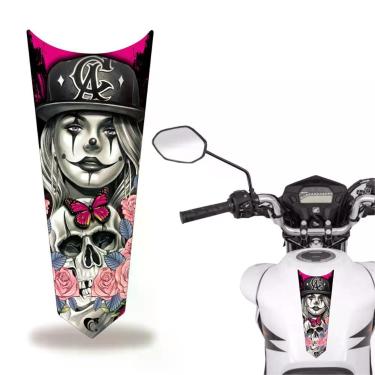 Imagem de Adesivo Faixa Gravata Tanque Moto Caveira Rosa2