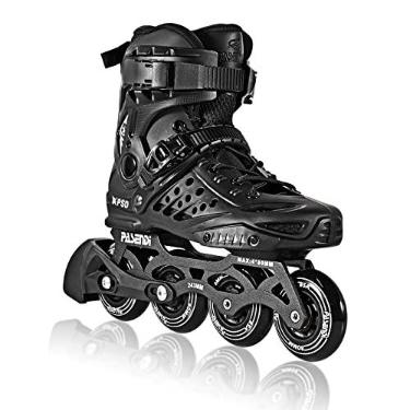 Imagem de PASENDI Patins em linha com rodas profissionais de 4 x 80 mm, para atividades ao ar livre, fitness, fileira única, patins em linha para mulheres adultas e homens, preto adulto masculino. (EUA 10-11