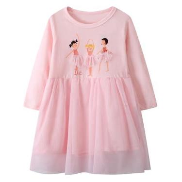 Imagem de Youlebao Vestidos infantis para meninas, manga comprida, casual, algodão clohtes para crianças de 2 a 7 anos, presente de Natal, Xmas003, 7 Anos