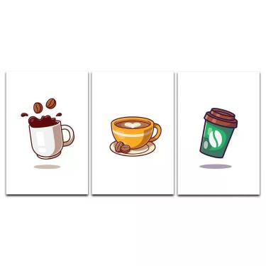 Imagem de Kit Placas Quadros Decorativos 3 Peças 20x30 Cafezinho