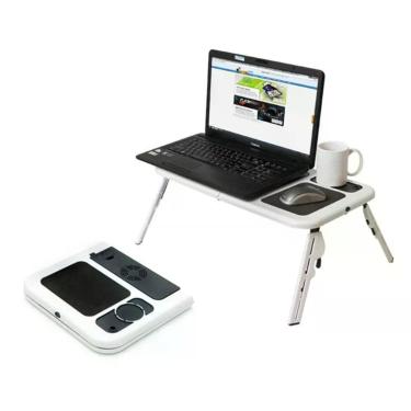 Imagem de Mesa Notebook Com 2 Coolers Usb Dobrável Cama Sofa E-table Tmt