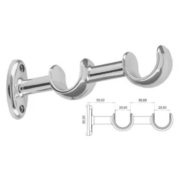 Imagem de Suporte para Varão de Cortina Suporte Duplo 28-28mm Alumínio Cromado Bella Arte 1 Unidade