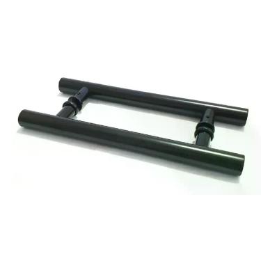 Imagem de Puxador H Tubular Duplo Porta Madeira Vidro 30cm Preto - ALESE