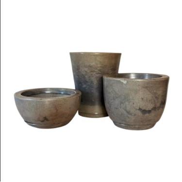 Imagem de kit 3 Vasos para plantas decorativas marmorizado luxo para área internas e externa com durabilidade.