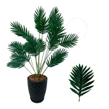 Imagem de Palmeira Artificial Grande Com Vaso Polietileno Completo Todas Cores(Vaso Preto + Palmeira)