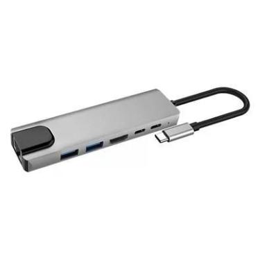 Imagem de Hub Altomex USB-C 6 Em 1, Com 2 USB 3.0, 1x USB-C, 1x Ethernet, 1x PD, 1x HDMI 4K