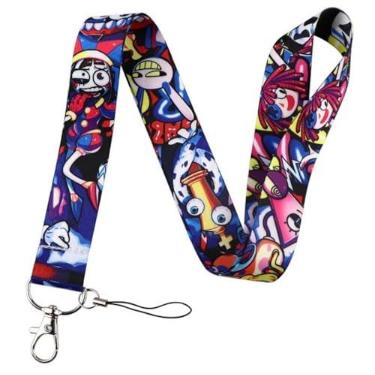Imagem de Pinstant O Incrível Circo Digital Pomni the Jester Desenho Animado Série Web Série Web 45 cm Cordão de Pescoço Porta-chaves Identidade Alça de Pino para Celular, Vermelho, 17.7 inces