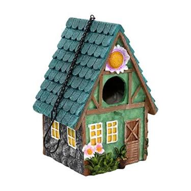 Imagem de burko Casa De Pássaro Pendurada Gaiola Decorativa Bonita Para Pássaro Resina Ao Ar Livre Casa De Pássaro Ninho Pendurado Ornamento Caixa De Pássaro Estatueta Para Cacatua Arara Periquito Passarinhos