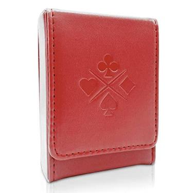 Imagem de Luck Lab Capa/suporte para cartas de baralho de couro de baralho único – vinho tinto – serve para cartas de pôquer e ponte