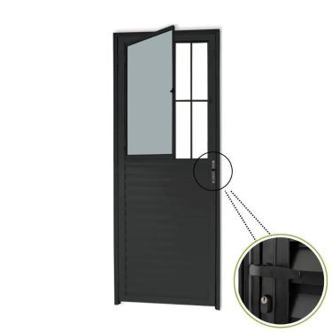 Imagem de PORTA DE ALUMÍNIO SOCIAL 2100x80  LINHHA 25 PRETA - Esquadrias Novo La