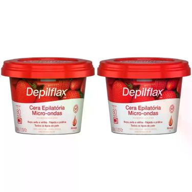 Imagem de Kit 2 Cera Depilatoria Micro-ondas Morango Depilflax Buco Axila Virilh