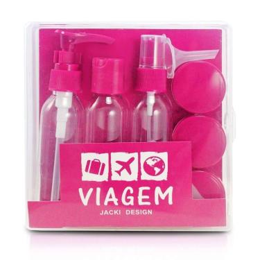 Imagem de Kit de Frascos Viagem Bolsa Shampoo Sabonetes Álcool Cremes 9 Peças - 