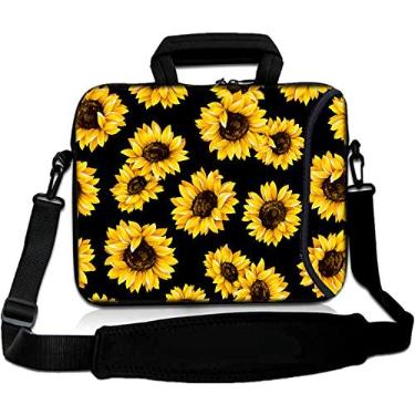 Imagem de RICHEN Bolsa de ombro para laptop de 17 polegadas com alça para notebook de laptop de 15,6/16/17/17,3/17,3/17,6 polegadas (16-17,3 polegadas, girassóis)