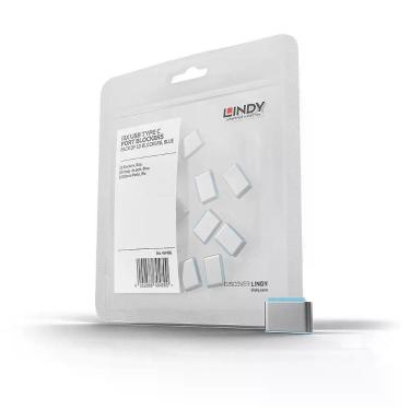 Imagem de Bloqueador de Porta USB-C com 10 Blokers Azul Lindy Bloqueio Físico Instantâneo 10 Unidades