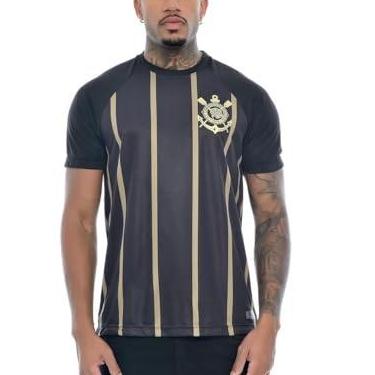 Imagem de Camisa Corinthians Raglan, Masculina, Preta, XGG