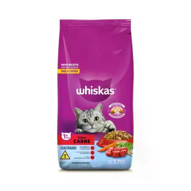 Imagem de Ração Whiskas para Gatos Adultos Castrados Sabor Carne - 2,7Kg