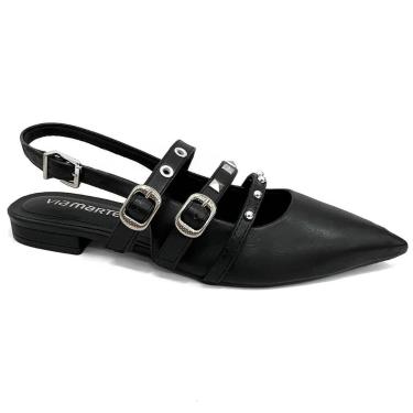 Imagem de Via Marte Sapatilha Slingback Bico Fino 144-007-01 Preto, 38, Preto