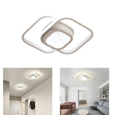 Imagem de Luminaria de Teto LED Plafon Quadrado Duplo 26W Bivolt Luz Branca 6500K ou Amarela 3000K Design Moderno para Sala Quarto Cozinha Escritorio Instalacao Facil (Luz Branca 6500K)