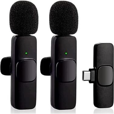 Imagem de Microfone de lapela sem fio para USB C Android/iPhone iPad, microfone de lapela dupla para gravação de vídeo de telefone Vlog de transmissão ao vivo YouTube TikTok (NENHUM aplicativo/Bluetooth necessário) (for TYPE-C)