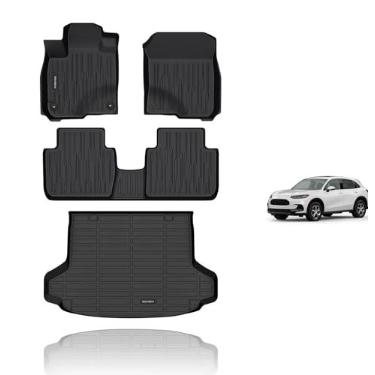 Imagem de KELCSEECS Tapetes de chão e forro de carga para Honda HRV/2026 2025 2024 2023 Honda HRV/2026 2025 2024 2023 Honda HRV híbrido para todos os climas, forro de porta-malas HR-V, acessórios pretos