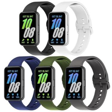 Imagem de Pacote com 5 pulseiras de silicone compatíveis com Samsung Galaxy Fit 3, pulseira de relógio macia e ajustável esportiva respirável para Galaxy Fit 3 SM-R390, acessórios para smartwatch