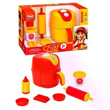 Imagem de Kit Lanchonete Massinha Mostarda E Fritadeira Com Luzes E Sons Faz De 