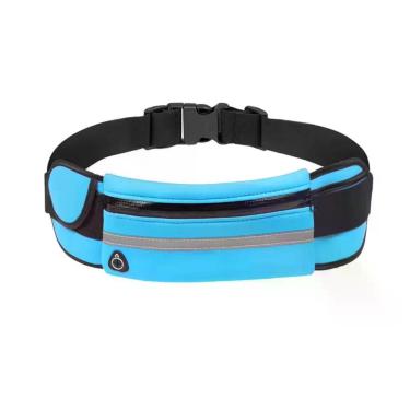 Imagem de Pochete Esportiva Corrida Slim Porta Garrafa de Água e Celular Impermeável Azul Claro OEM