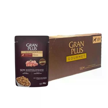 Imagem de Caixa 18 Sachês Granplus Gourmet Frango Cães Adultos 100g