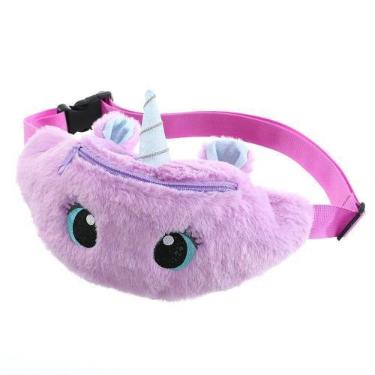 Imagem de Bolsa De Cintura De Pelúcia Com Cores Em Gradiente De Unicórnio Para M