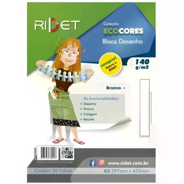 Imagem de Bloco de Desenho 10026 para Técnicas Secas 140 GRAMAS em Papel A3 297X420MM com 20 Folhas Branco