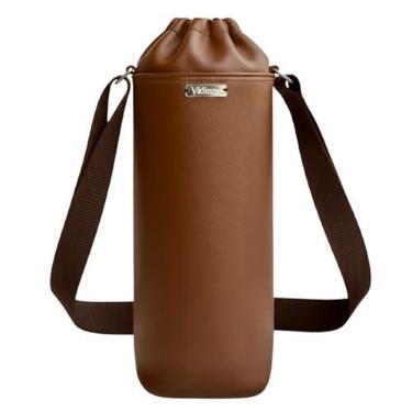 Imagem de Bolsa Térmica de Luxo Artesanal RAMIERE - Couro Sintético Premium, Wine Bag, Bolsa para Garrafa, Bolsa para Vinho com Alça Transversal (Marrom, 500 ml)