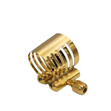 Imagem de Rovner Ligadura e tampa de plástico para saxofone padrão Tenor - Ligadura dourada platina para bocal de borracha dura (PG-2R)