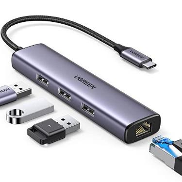 Imagem de UGREEN Adaptador USB C para Ethernet, 4 em 1 USB C Hub Ethernet com 3 portas USB 3.0/Gigabit Rj45, Plug & Play, Thunderbolt (3/4) para adaptador de rede para MacBook Pro/Air, XPS, iPad Pro, iP