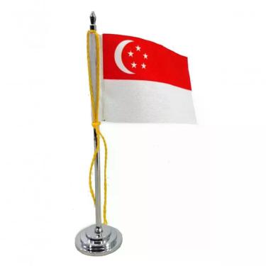 Imagem de Mini Bandeira De Mesa Cingapura 15 Cm Poliéster
