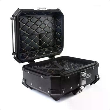 Imagem de Baú Traseiro para Moto 22L Preto 22L-T em Alumínio com Forro Interno e Placa de Base Universal Tronos