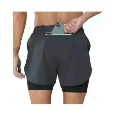 Imagem de Shorts De Treino Masculinos 2 Em 1 De Secagem Rápida Para Corrida E Fi