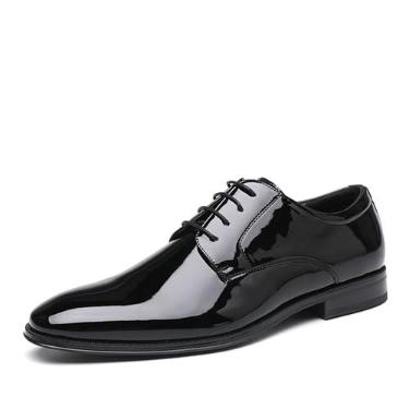 Imagem de DECARSDZ Sapato masculino clássico formal oxford com cadarço em couro falso para homens, terno de casamento de negócios, sapatos sociais de smoking