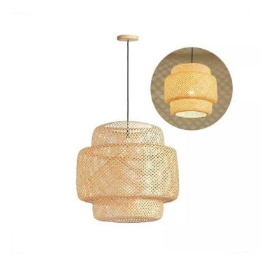 Imagem de Pendente De Bambu Artesanal Fibra Natural E27 Bamboo Nat03